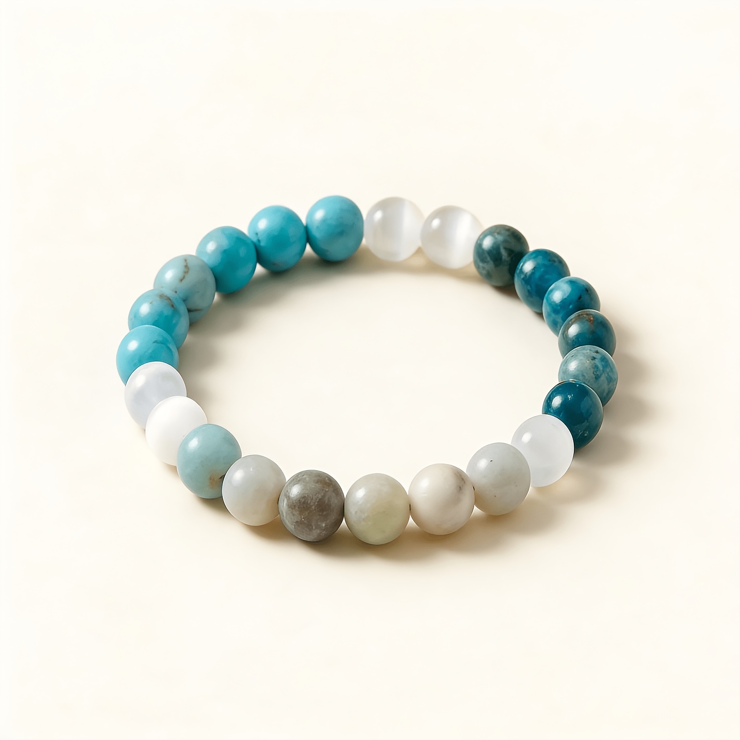 Crystal Cat's Eye & Turquoise Beaded Anxiety Relief Bracelet